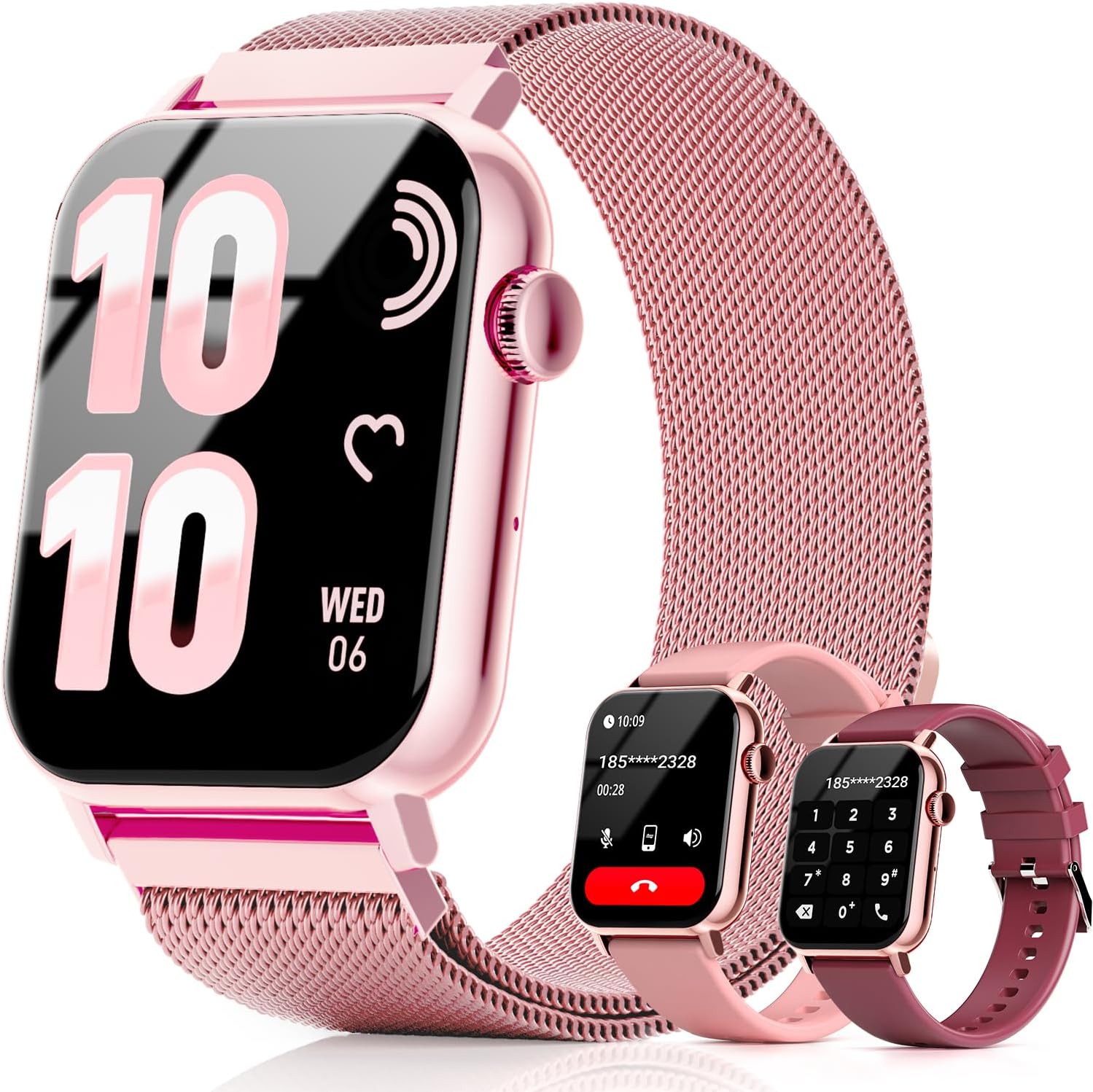 Smart Watches for Women, 1.83" HD Fitness Tracker (Answer/Make Calls), 120+ Sport Modes with Heart Rate/Sleep Monitor, IP68 Waterproof, Fitness Watch for iOS Android, Pink