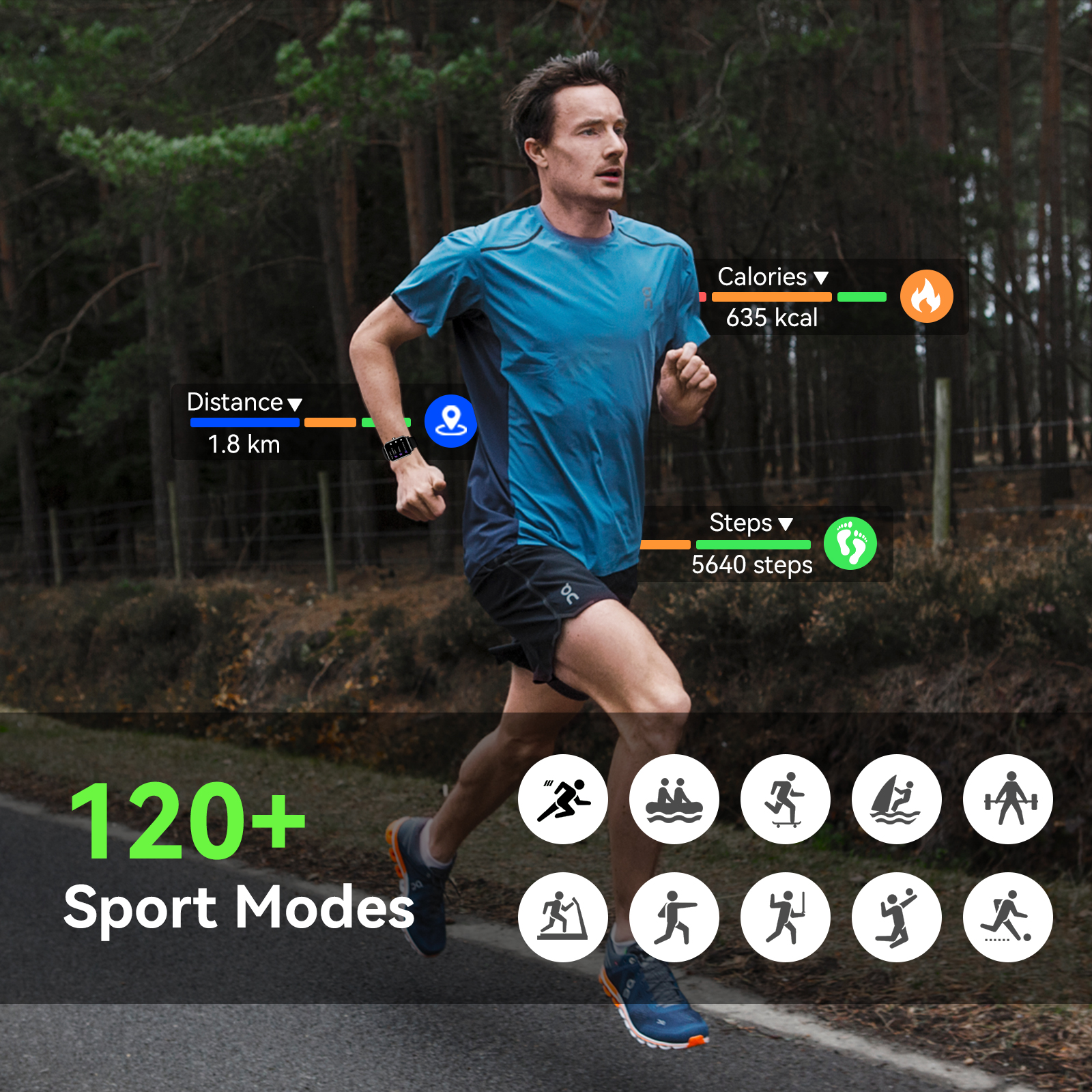 Smart Watch for Men Women, 1.85" HD Fitness Tracker with Bluetooth Calls, IP68 Waterproof, 120+ Sport Modes, 24/7 Heart Rate/Sleep Monitor, Pedometer, Calories, Smartwatch for iOS Android (Black) - Image 4