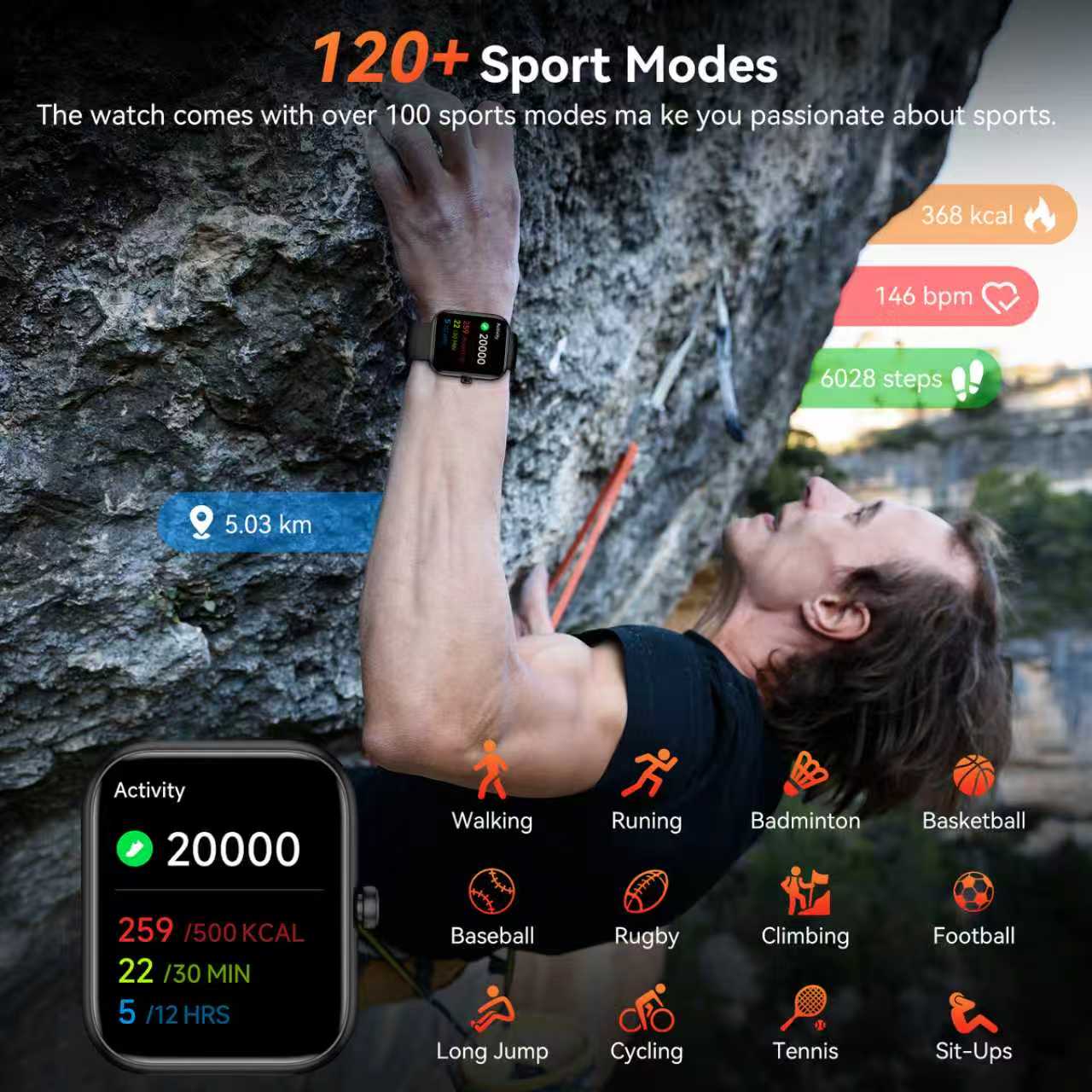 BOOOMIC Smart Watch with Alexa Built-in, 1.83" HD Touchscreen Fitness Tracker, Bluetooth Notifications/Calls, IP68 Waterproof, 120+ Sport Modes, 24/7 Heart Rate & Sleep Monitor for iPhone Android iOS - Image 3