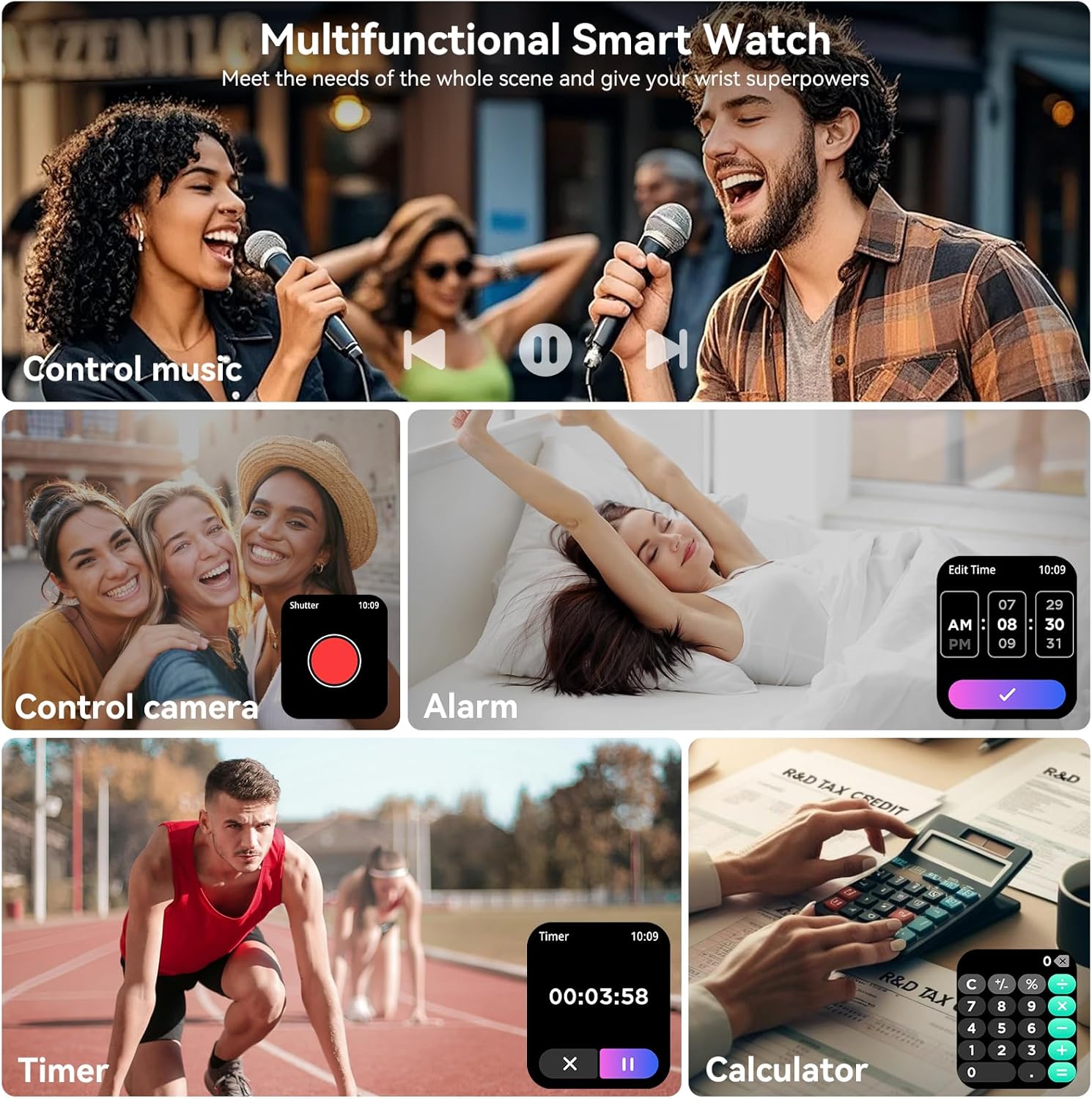 Smart Watches for Men Women, 1.83" HD Touchsreen, Bluetooth Calling, 5 ATM Water-Resistance, 130+ Sports Modes, Health, Fitness & Sleep Tracker, Timer, Pedometer, Fitness Watch for Android/iOS - Image 3
