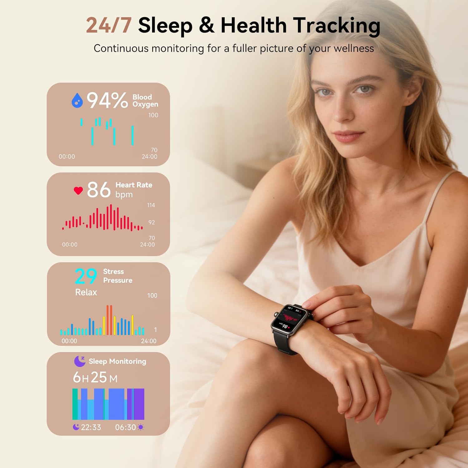 iBesi Smart Watches for Men Women, 1.85" HD Touch Screen Fitness Tracker with Bluetooth Calling & Alexa, IP68 Waterproof, 120 Sports Modes, Heart Rate Sleep Monitor, 7 Days Battery for iOS Android (Black) - Image 4