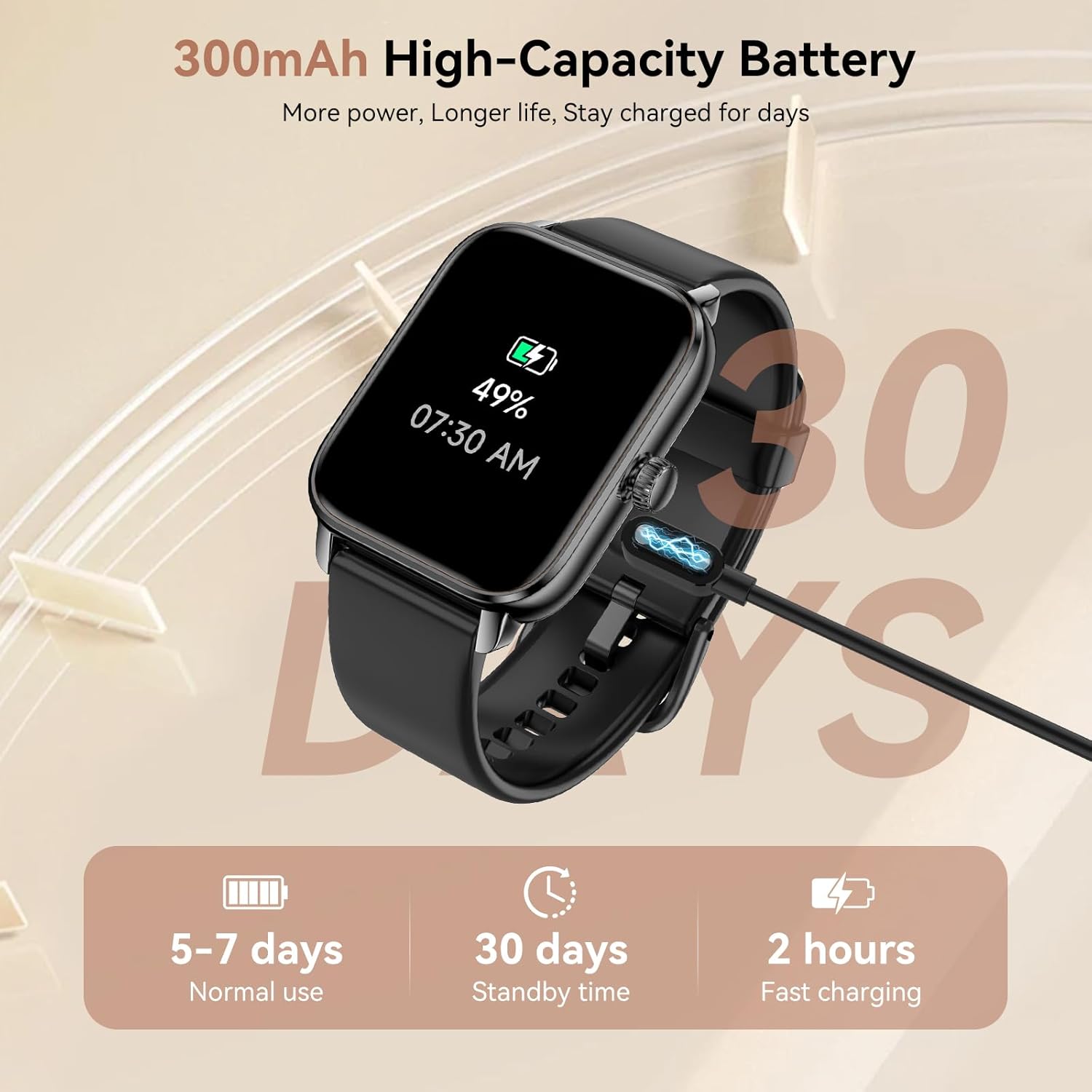 iBesi Smart Watches for Men Women, 1.85" HD Touch Screen Fitness Tracker with Bluetooth Calling & Alexa, IP68 Waterproof, 120 Sports Modes, Heart Rate Sleep Monitor, 7 Days Battery for iOS Android (Black) - Image 5