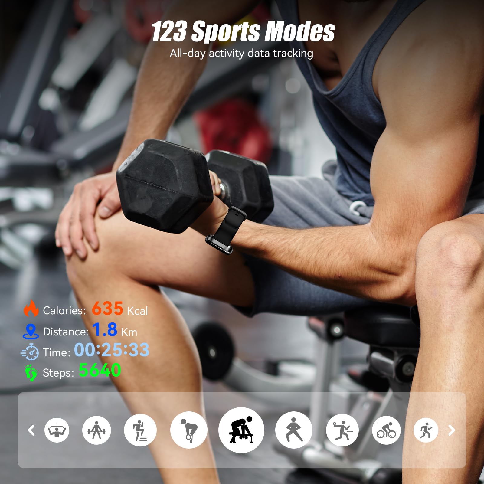 Smart Watch with 2.01" HD Touchscreen, Bluetooth Calls, 130+ Sports Modes, 24/7 Heart Rate & Sleep Monitor, IP67 Waterproof, iOS/Android Compatible - Image 2