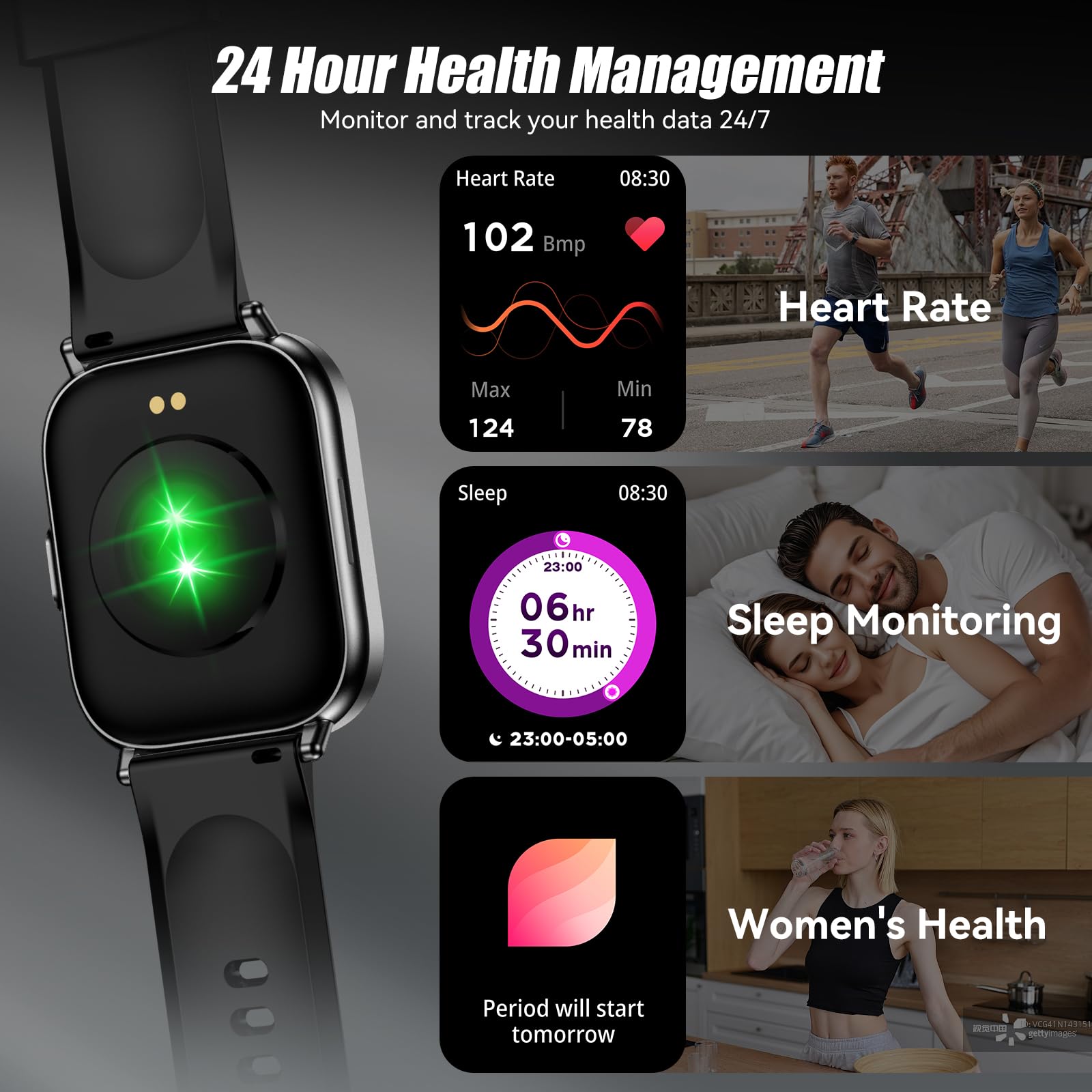 Smart Watch with 2.01" HD Touchscreen, Bluetooth Calls, 130+ Sports Modes, 24/7 Heart Rate & Sleep Monitor, IP67 Waterproof, iOS/Android Compatible - Image 3