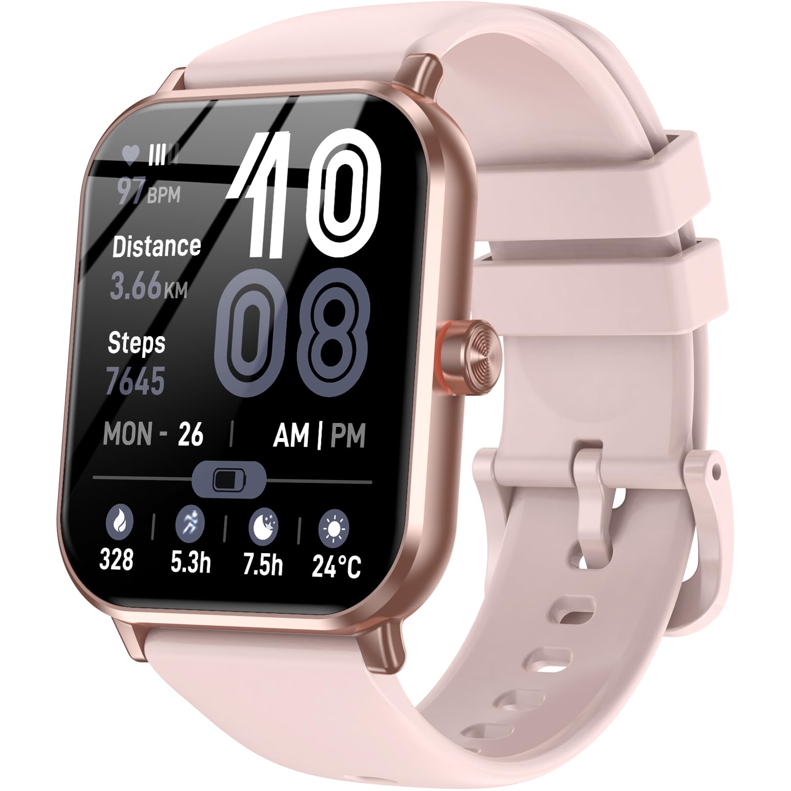 Jacoosa Smart Watches for Men Women, 1.83" HD Touchsreen, Bluetooth Calling, 5 ATM Water-Resistance, 130+ Sports Modes, Health, Fitness & Sleep Tracker, Timer, Pedometer, Fitness Watch for Android/iOS, Pink