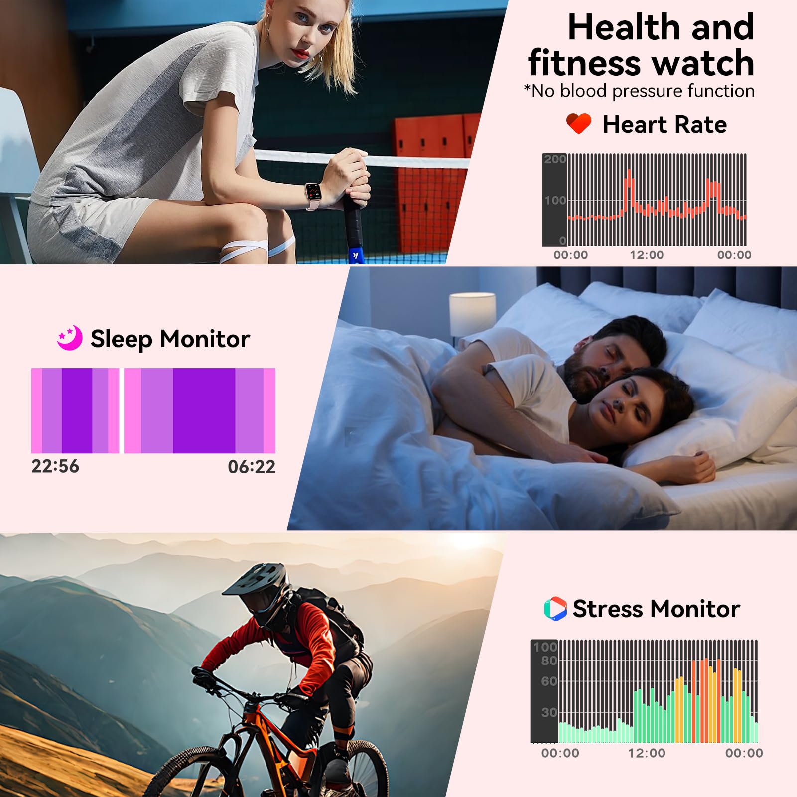 Jacoosa Smart Watches for Men Women, 1.83" HD Touchsreen, Bluetooth Calling, 5 ATM Water-Resistance, 130+ Sports Modes, Health, Fitness & Sleep Tracker, Timer, Pedometer, Fitness Watch for Android/iOS, Pink - Image 2