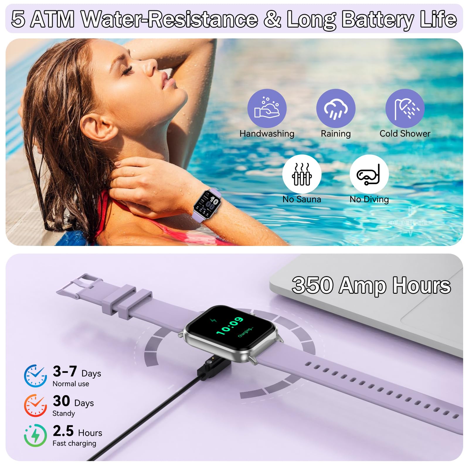 Jacoosa Smart Watch for Men Women, 1.83" HD Touch Screen Smartwatch with Bluetooth Call, 5 ATM Waterproof, 130+ Sport Modes Fitness Tracker Heart Rate Sleep Monitor Pedometer, Compatible with Android iPhone - Image 4