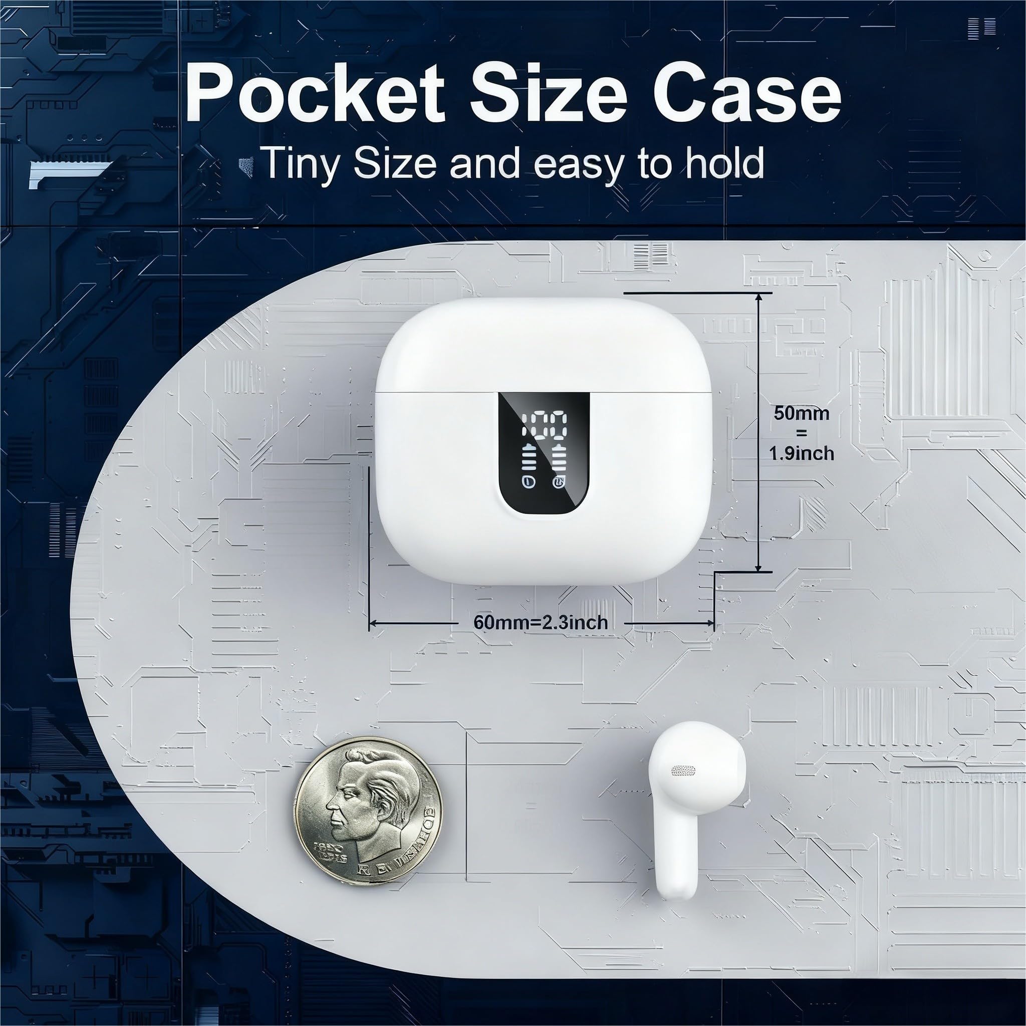 Wireless Earbuds Bluetooth 5.3 with ENC Noise Cancellation, 60H Playtime HiFi Stereo, IPX5 Waterproof in-Ear Earphones, Comfort Fit for Workout Running, USB-C Fast Charging Case (White) - Image 6