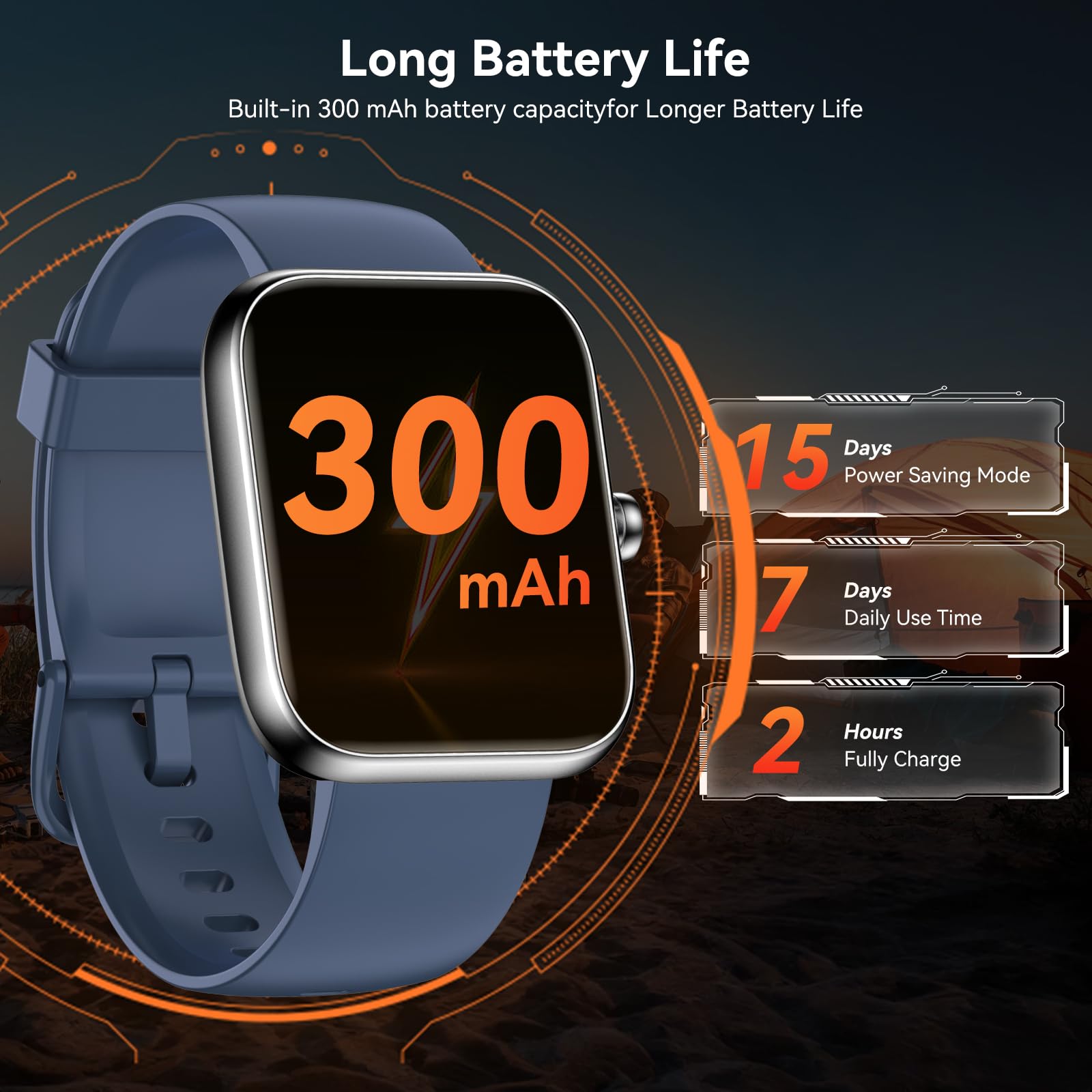 BOOOMIC Smart Watch with Alexa Built-in, 1.83" HD Touchscreen Fitness Tracker, Bluetooth Notifications/Calls, IP68 Waterproof, 120+ Sport Modes, 24/7 Heart Rate & Sleep Monitor for iPhone Android iOS (Blue) - Image 4