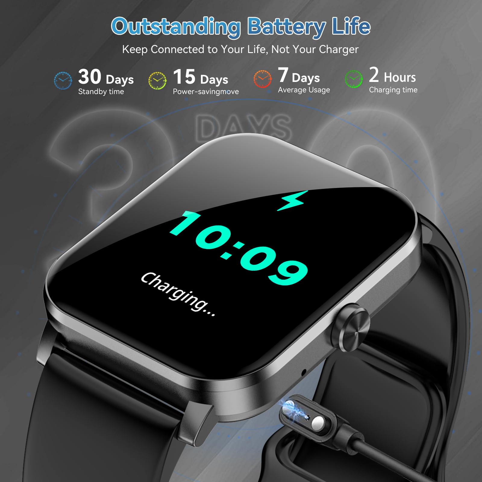 Jacoosa Smart Watches for Men Women, 1.85" HD Touch Screen Fitness Watch with 7 Days Battery Life, Bluetooth Call, Heart Rate Sleep Monitor, IP68 Waterproof Sports Tracker Compatible with Android & iOS - Image 3